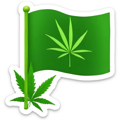 green flag with weed leaf  sticker
