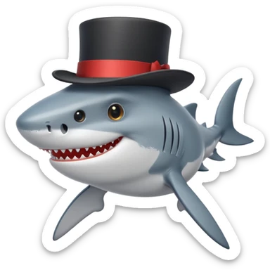 Shark with a top hat sticker