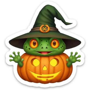 toad wearing a jack o lantern face with a hat sticker
