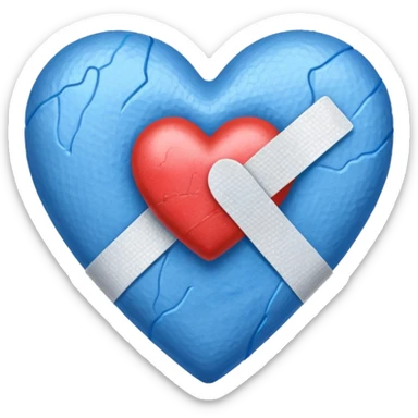 blue heart with a bandaid sticker