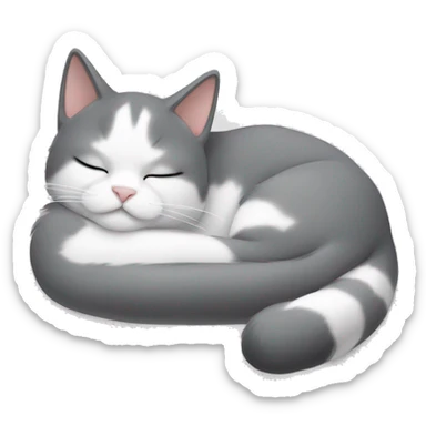 gray and white cat sleeping sticker
