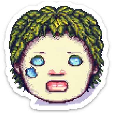 sad face pixel art style sticker
