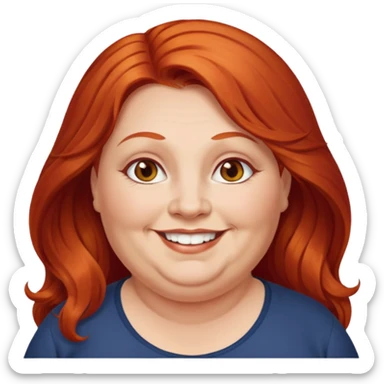 obese; older 50's ; long red hair ; women hazel eyes sticker