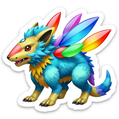  exotic colorful Protogen-Fakémon-Pokémon-Spectrobes-Digimon-Vernid-creature (full body) sticker