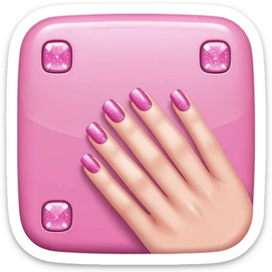 pink nails with glitter square shape sticker