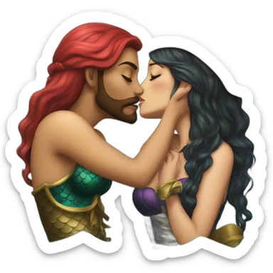 Mermaid and woman pirate kissing sticker