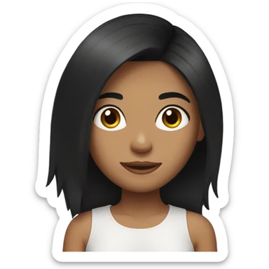 girl with layer black hair  sticker