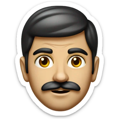 guy 20 years old iranian with moustache in 1970 photorealistic serious sticker