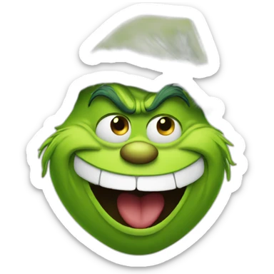 Grinch laughing face with tears sticker