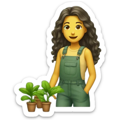 jeune fille entourée de plantes sticker