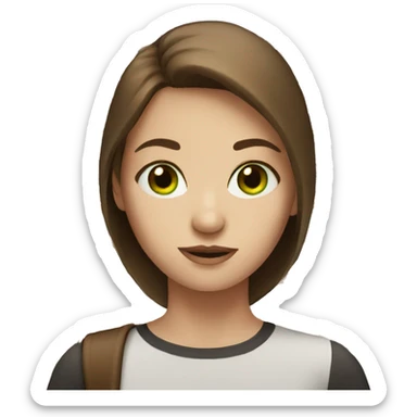 girl with white skin, green eyes and brown hair sticker