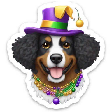 Bernedoodle dressed for Mardi Gras sticker