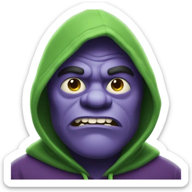 Purple oger in a green hoodie sticker