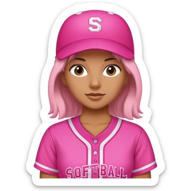 Female softball player pink outfit sticker
