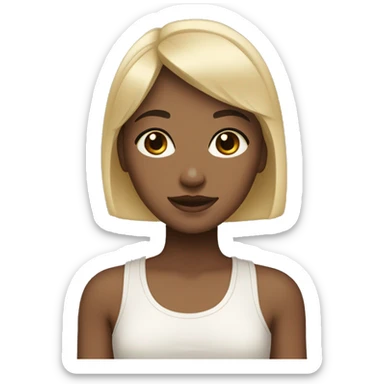  girl with short blonde hair and dark brown bangs, dark brown eyes and light skintone sticker