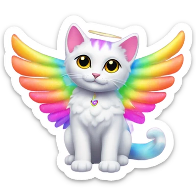 Lisa frank rainbow cat with angel wings sticker