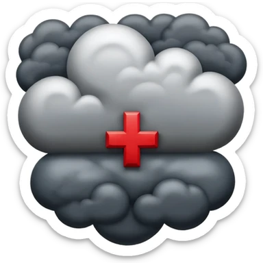 Red Cross symbol with dark storm cloud, representing negativity sticker