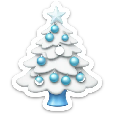 A white christmas tree with pastel blue ornaments sticker
