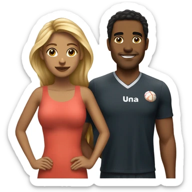 una pareja de un voleibolisata rubio y una chica con pelo negro  sticker