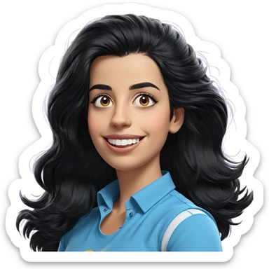 smiling girl with black hair sticker