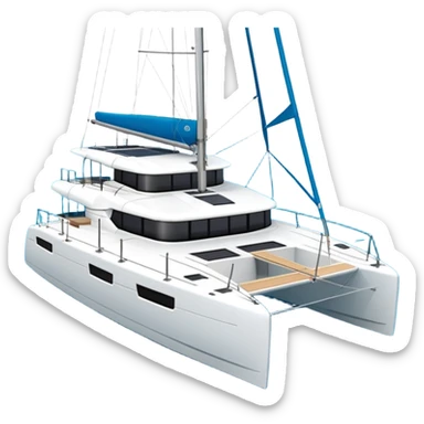 A lagoon 42 catamaran with no wording or letters on the boat. In a solid white background  sticker