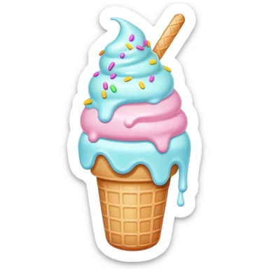 Melted kawaii pastel ice cream sticker