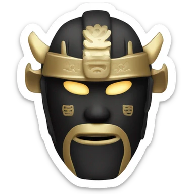 Black and gold Samurai with white oni mask. White glowing eyes sticker