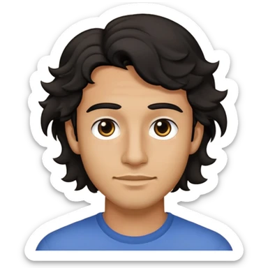 Chico con cabello ondulado no chino color negro ojos negros sin barba ni bigote de 25 años  sticker