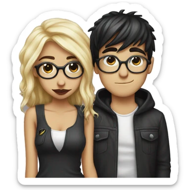 Nerd and emo kissing sticker
