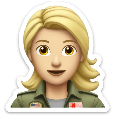 Woman fighter jet  pilot with blonde hair sticker