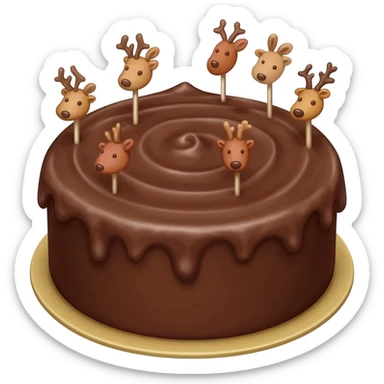 Chocolate cake with reindeer ears sticker