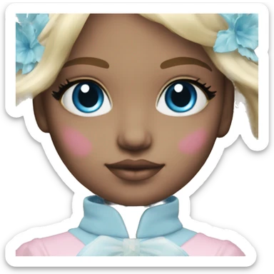 ocean blue doll eyes, blonde hair, feminine, pink, girl, angelic sticker