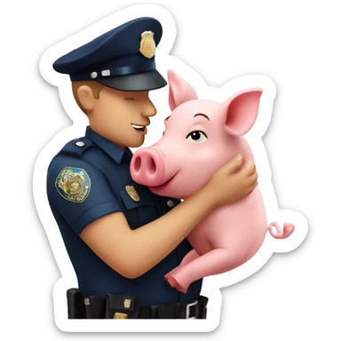 Cop kissing a pig sticker