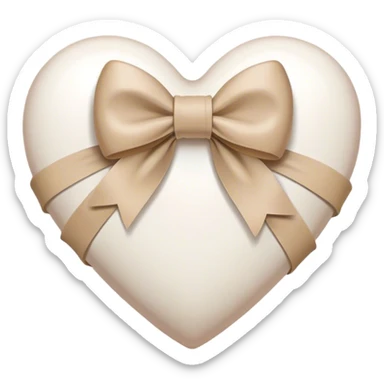 white heart with beige bow sticker