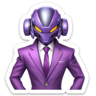 a Genesect-Raptor-Fakémon-Medabot-—hybridwith a futuristic visor-helmet and a suit full body sticker