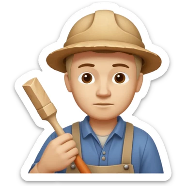 wood carving carpenter portrait, head and shoulders only, carving wooden figure with chisel, wood shavings visible, focused craftsman expression, artisan workshop vibe, 3D cartoon style, mobile game icon style, clean background, no text, no watermark
 sticker