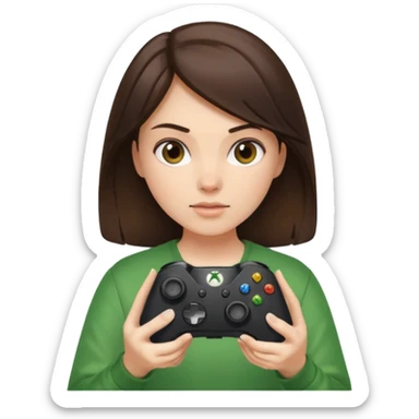 Brunette girl holding Xbox controller  sticker