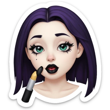 Goth girl with her eyes rolled up and towards her nose and her tongue sticking out doing uwu face sticker