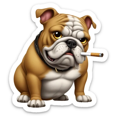 fremch bulldog smoking a cigarette sticker