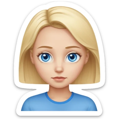 An emoji of a blond girl with a VERY VERY VERY big forehead sticker
