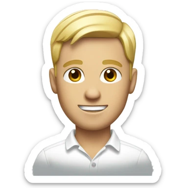 blond male executive with a short haircut wearing a white polo shirt
 sticker