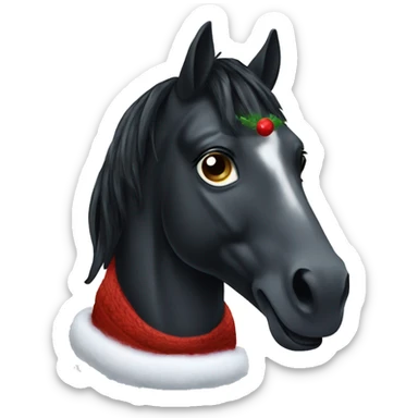 Black horse with a cozy Christmas rug sticker