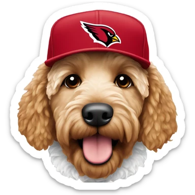 Golden doodle with Arizona cardinals hat  sticker