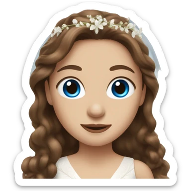 WOMEN with light skin blue eyes and long brown hair,in mans wedding costume sticker