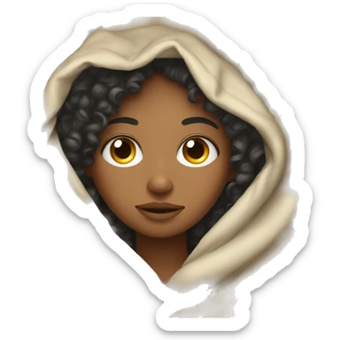 Curly head girl snuggled in a blanket  sticker