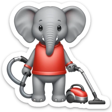 elephant pushing vacuum cleaner sticker