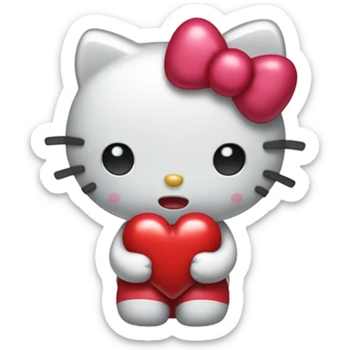 hello kitty crying holding a broken heart sticker