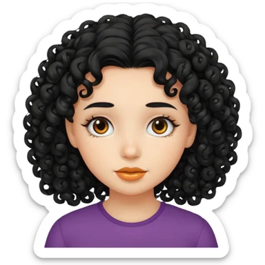 A girl with curly black hair sticker