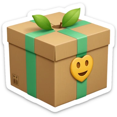 apple style emoji of a shipping box inspired by the reference photo, light green, cube-shaped, with subtle tape texture sticker