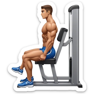 side-view bodybuilder using gym calf-raise machine sticker